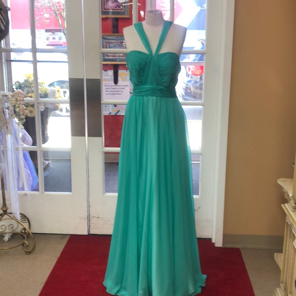 DAVE & JOHNNY MINT CHIFFON DRESS